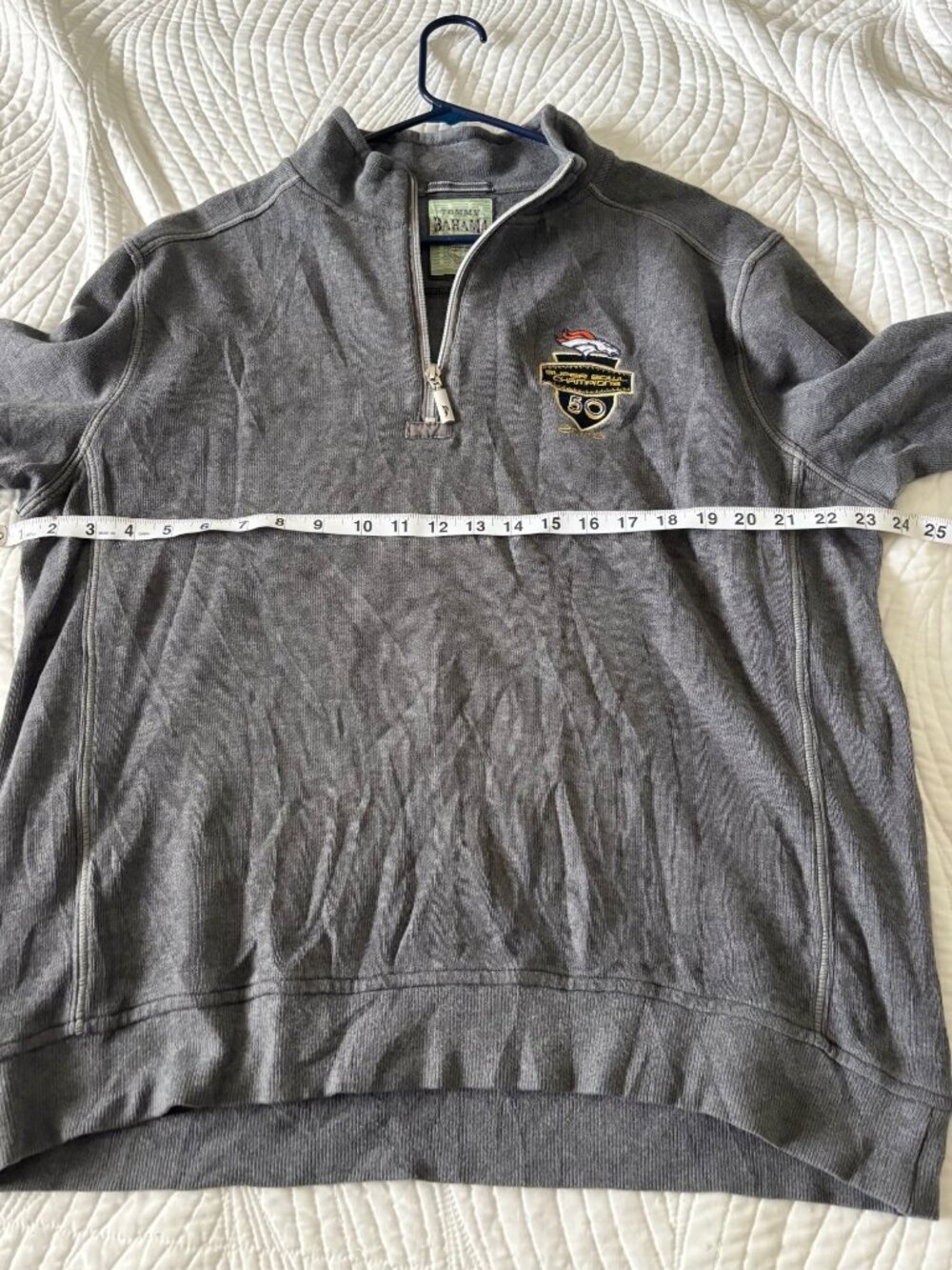 Tommy Bahama Denver Broncos Super Bowl 50 Champions 2015 Pullover L 1/4 Zip - Picture 5 of 6